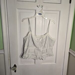 American Eagle Outfitters White Striped Crop Top Size XL